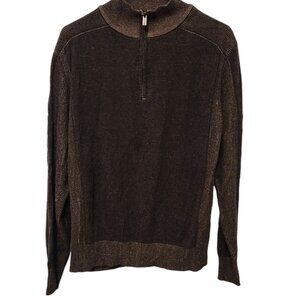 F/X Fusion 1/4 Zip Sweater Mock Neck Pullover Brown Heathered Mens Medium NEW